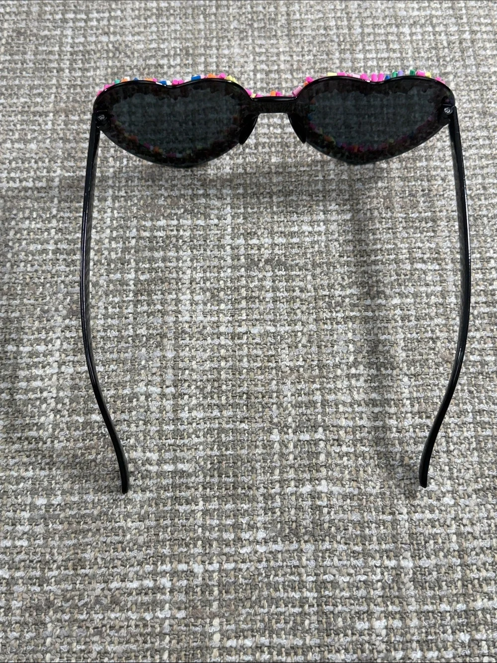 Heart Sunglasses with Multicolor Sprinkles - Black Lenses Stylish